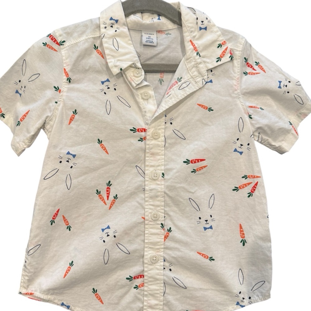 Kids White Easter Shirt with Bunny & Carrot Print - Picture 2 of 2